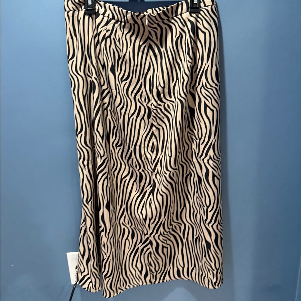 Zebra Print Midi Skirt
